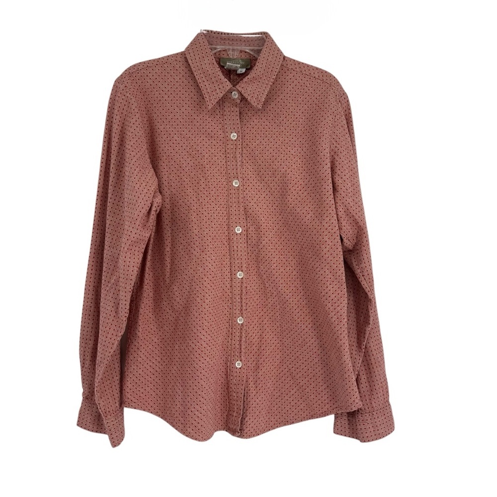 The Territory Ahead Button Shirt Womens Size M orange Diamond Print Long Sleeve